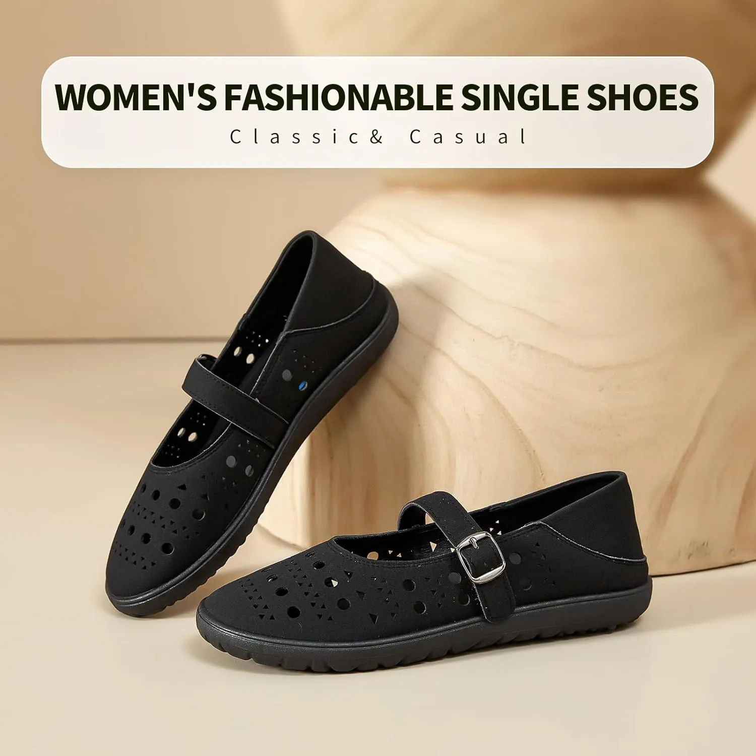 hash bubbie Womens Ballet Mary Jane Flats Memory Foam Comfortable Dress Shoes Cute Wide Width Work Office Shoes