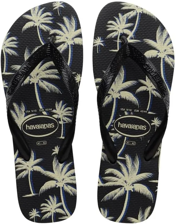 Havaianas Aloha Flip Flop Sandal - Slippers for Men - Rubber Upper-Cushioned Footbed - Synthetic Insole Black/Black/White EU 41/42 (US Men's 9/10) M