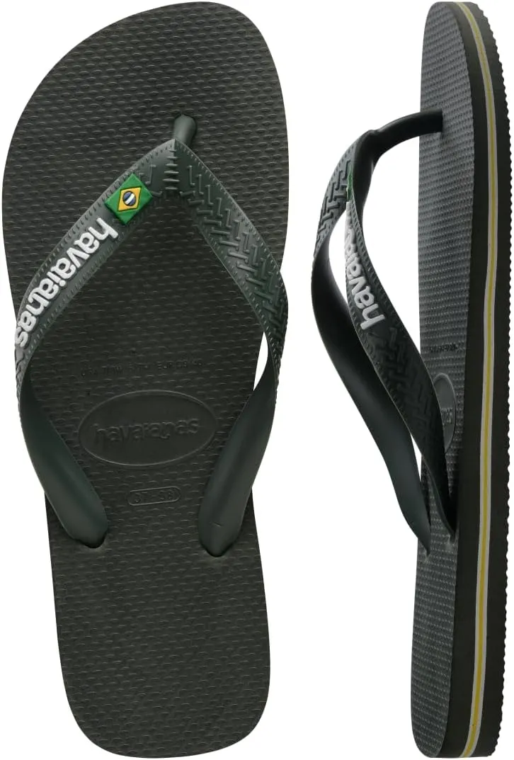 havaianas Men's Brazil Logo Sandal Green Olive Flip-Flop