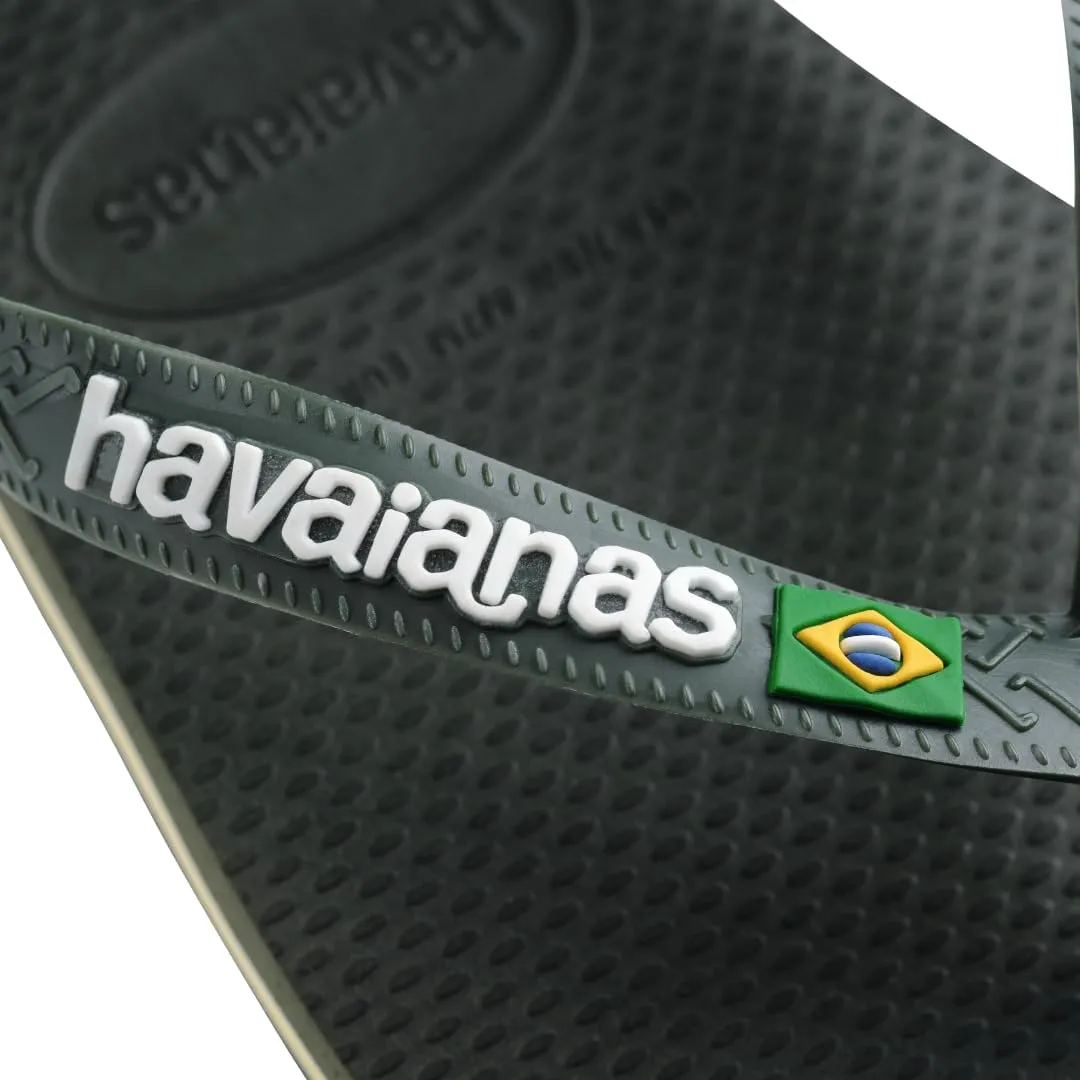 havaianas Men's Brazil Logo Sandal Green Olive Flip-Flop