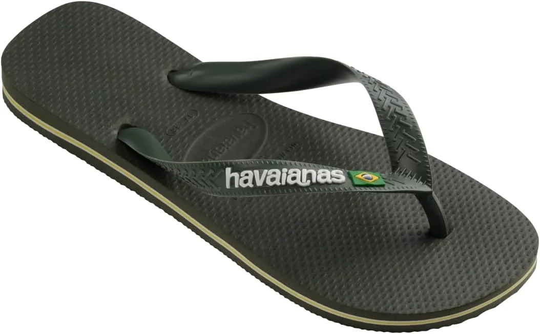 havaianas Men's Brazil Logo Sandal Green Olive Flip-Flop