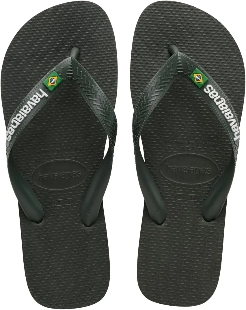 havaianas Men's Brazil Logo Sandal Green Olive Flip-Flop