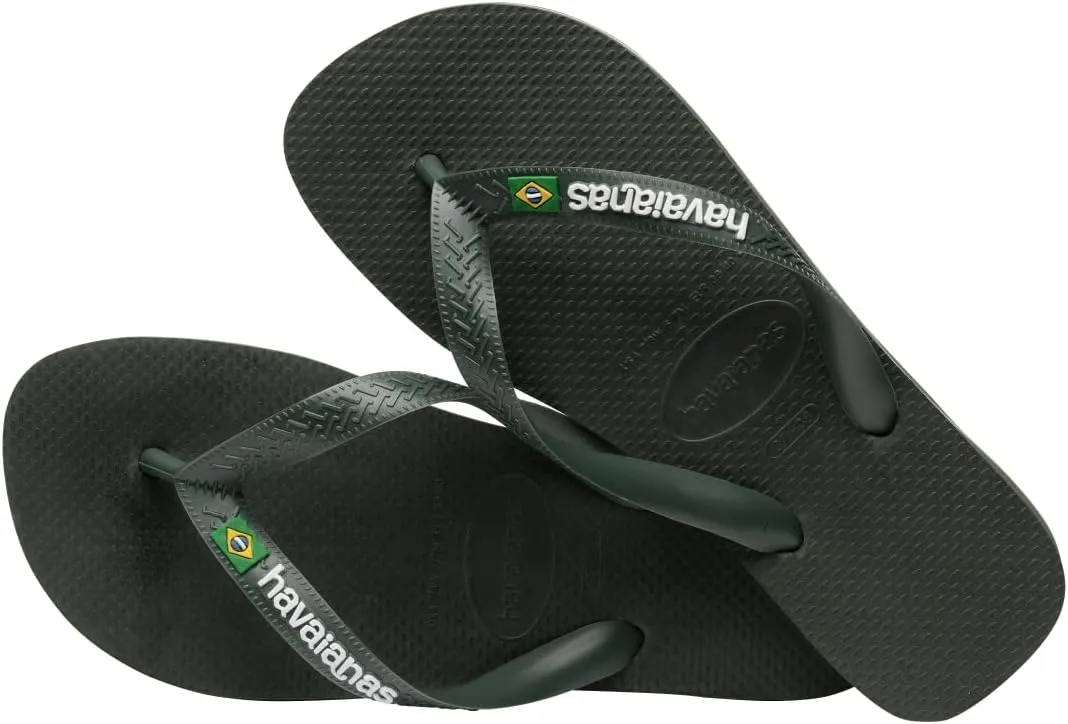 havaianas Men's Brazil Logo Sandal Green Olive Flip-Flop
