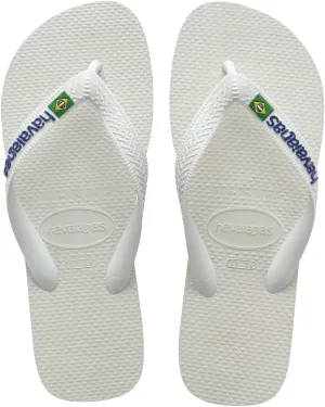 havaianas Women's Brazil Logo Flip flops - Spring and Summer Sandals for Women - White, 11/12W - 9/10M