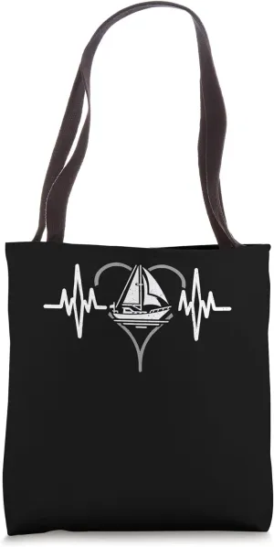 Heartbeat Sailing Boat Heartline Pulse Skipper Sailor Sail Tote Bag