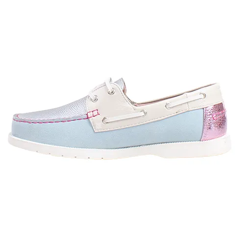 Heavenly Feet Ladies Deck Shoes - Shelly - Silver/Blue