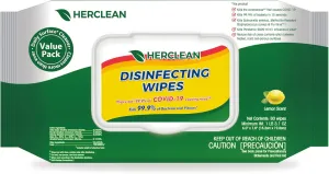 Herclean Wipes, Cleaning Wipes, Household Cleaning Wipes - Office Supplies, School Supplies, Travel Essentials, Home Essentials (80pcs/Flatpack)/12 PER CASE