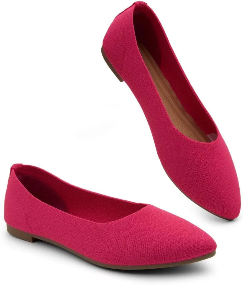 Herstyle Women's Flats – Dressy Pointed Toe Knit Ballet Flat Shoes with Memory Foam | Slip-On, Foldable & Comfortable for Work, Office, Party & Travel (2025 Trend)