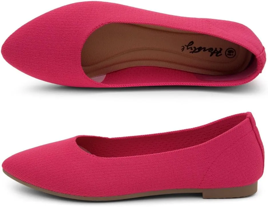 Herstyle Women's Flats – Dressy Pointed Toe Knit Ballet Flat Shoes with Memory Foam | Slip-On, Foldable & Comfortable for Work, Office, Party & Travel (2025 Trend)