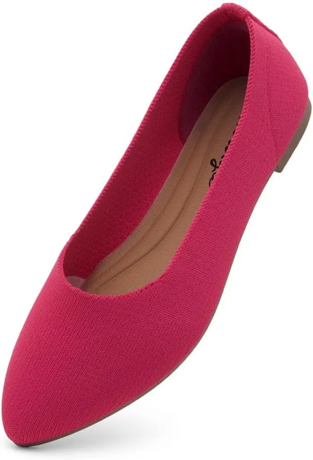 Herstyle Women's Flats – Dressy Pointed Toe Knit Ballet Flat Shoes with Memory Foam | Slip-On, Foldable & Comfortable for Work, Office, Party & Travel (2025 Trend)