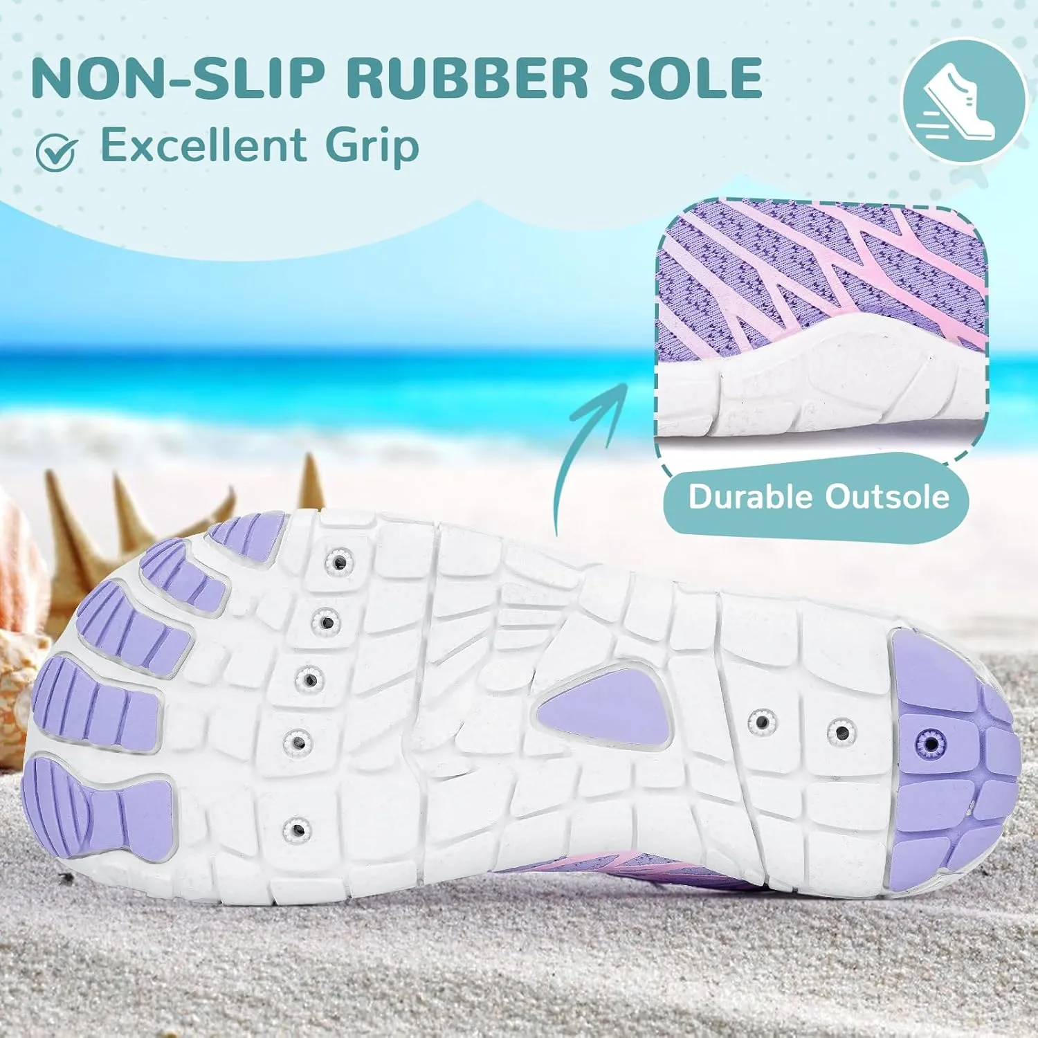 HiGropcore Water Shoes for Kids - Girls Boys Barefoot Shoes with Wide Toe Box - Quick Dry, Lightweight, Non Slip Kids Athletic Aqua Socks for Swim Beach Pool