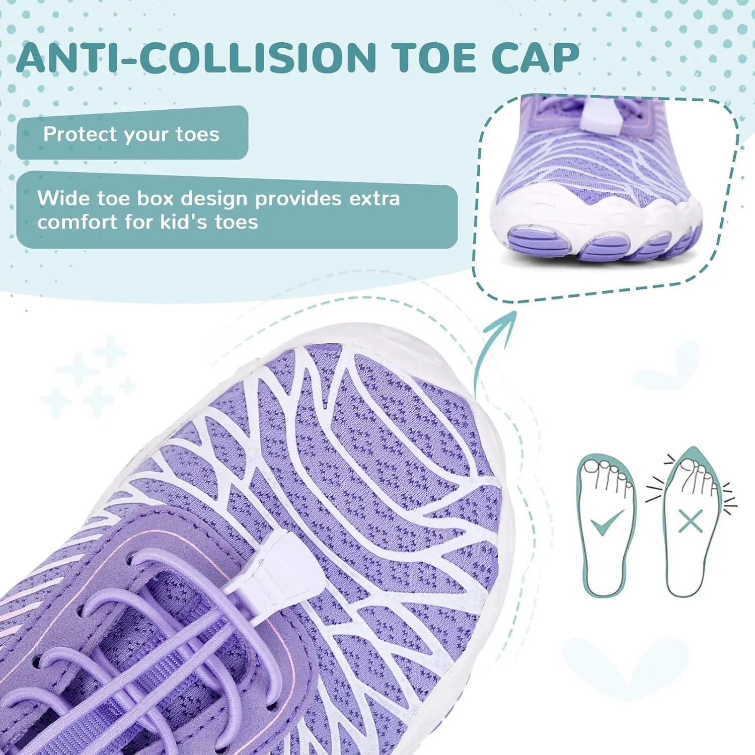 HiGropcore Water Shoes for Kids - Girls Boys Barefoot Shoes with Wide Toe Box - Quick Dry, Lightweight, Non Slip Kids Athletic Aqua Socks for Swim Beach Pool