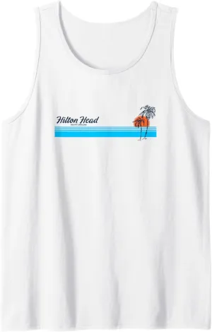 Hilton Head SC Vintage 70s Palm Trees Design Tank Top