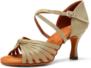 HIPPOSEUS Women's Latin Dance Shoes Ballroom Salsa Practice Dancing Shoes 3inch Heel Suede Sole