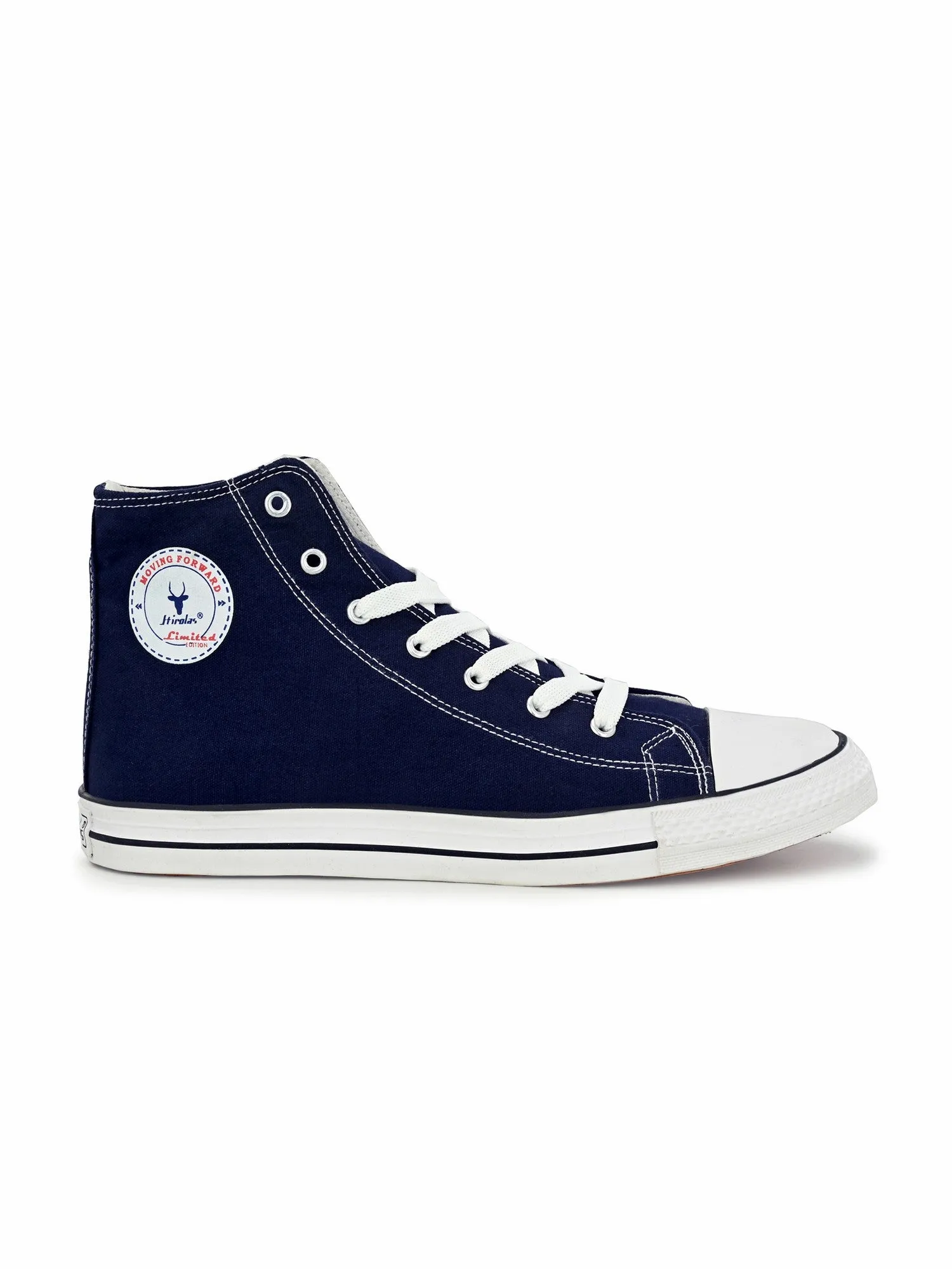 Hirolas® Men's Blue Canvas Vulcansied Skateboard Lace Up Ankle Length Sneaker Shoes (HRL2077BLU)