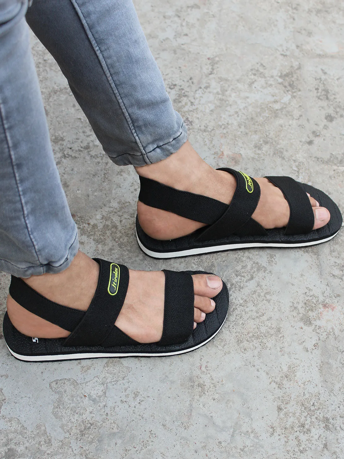 Hirolas® Men's Trendy Ealsticated Black Comfortable Sandal (HROFF14BLK)