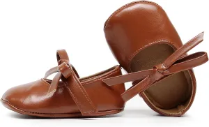 HONGTEYA Baby Girls Ballet Dress Shoes - Mary Jane Soft Sole Sidebow Toddler Moccasins