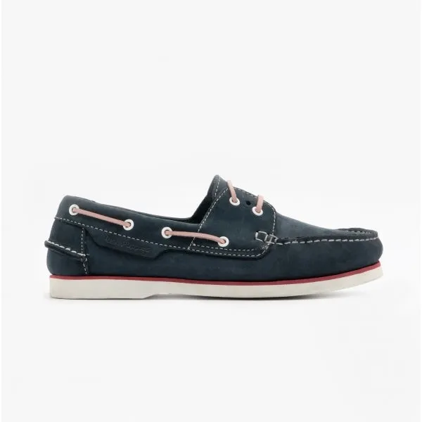 Hush Puppies HATTIE Womens Leather Boat Shoes Navy/Pink