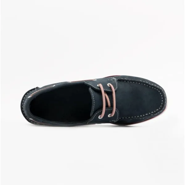 Hush Puppies HATTIE Womens Leather Boat Shoes Navy/Pink