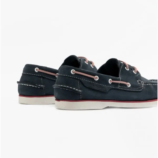 Hush Puppies HATTIE Womens Leather Boat Shoes Navy/Pink