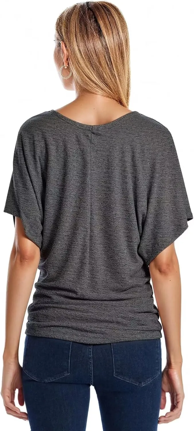 Hybrid & Company Womens Super Comfy Boat Neck Dolman Top Shirt