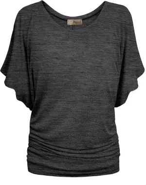 Hybrid & Company Womens Super Comfy Boat Neck Dolman Top Shirt