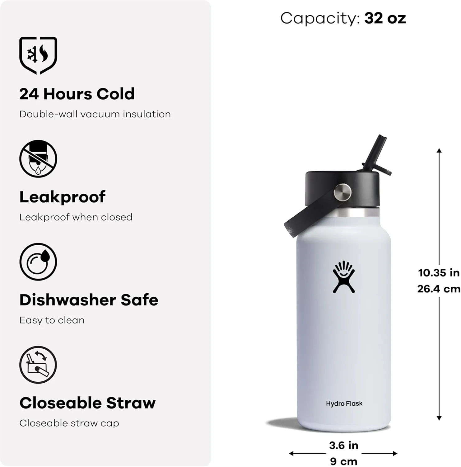 Hydro Flask Wide Flex Straw Cap Fir 32 Oz