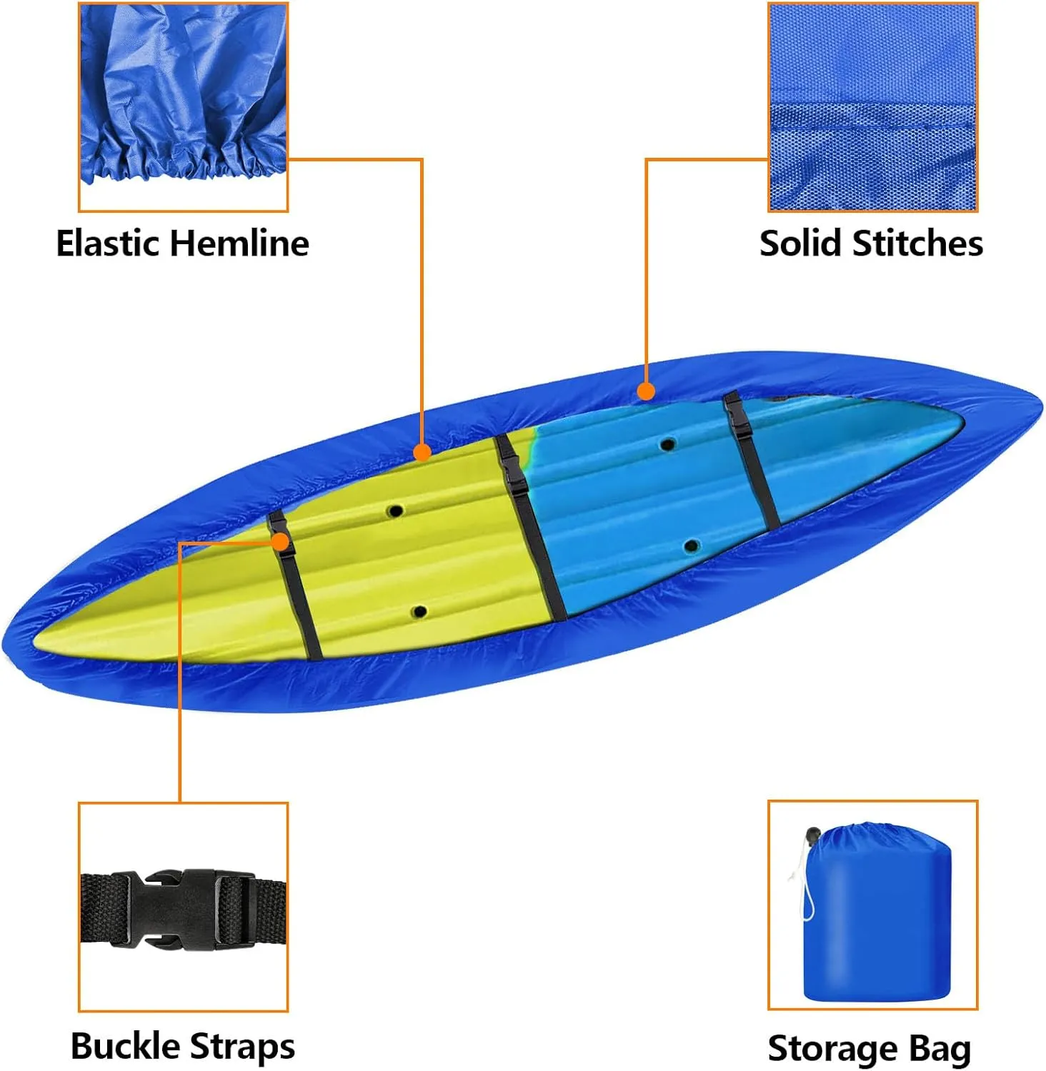i Cover Kayak, Outdoor Storage Heavy Duty Waterproof, UV Resistant Boats Covers Fits 16.8-18ft Kayaks, Canoes, SUP, Paddle Board, and Fishing Boat