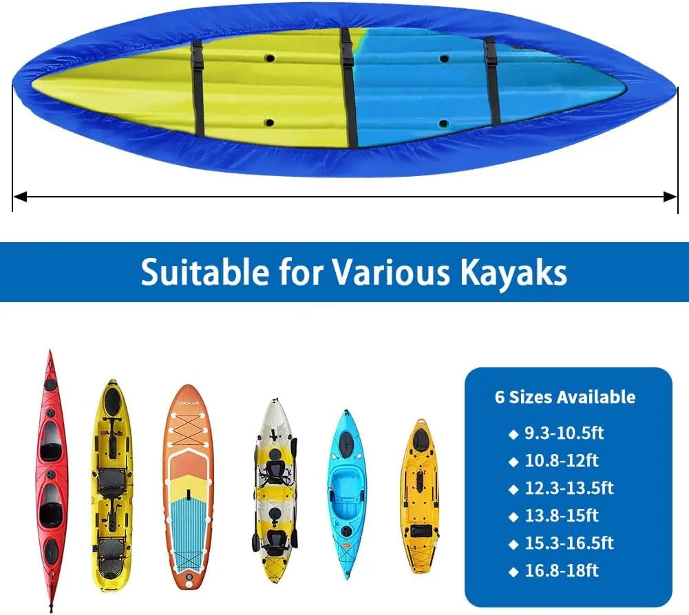 i Cover Kayak, Outdoor Storage Heavy Duty Waterproof, UV Resistant Boats Covers Fits 16.8-18ft Kayaks, Canoes, SUP, Paddle Board, and Fishing Boat