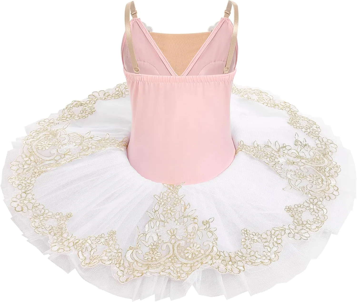 IBAKOM Ballerina Swan Lake Costume Dance Pancake Platter Tutu Ruffle Sleeve Floral Print Gymnastics Leotard Ballet Tutu