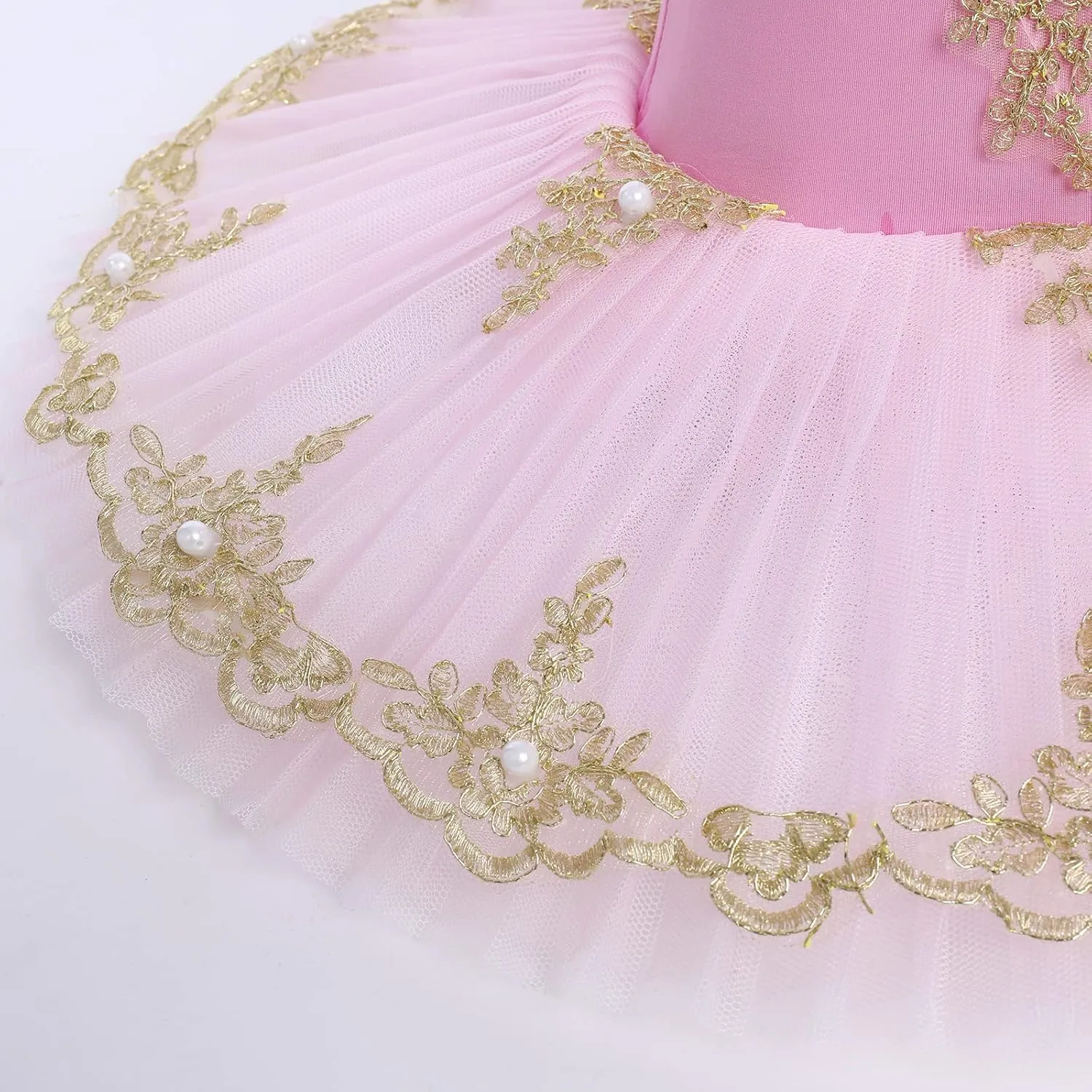 IBAKOM Ballerina Swan Lake Costume Dance Pancake Platter Tutu Ruffle Sleeve Floral Print Gymnastics Leotard Ballet Tutu