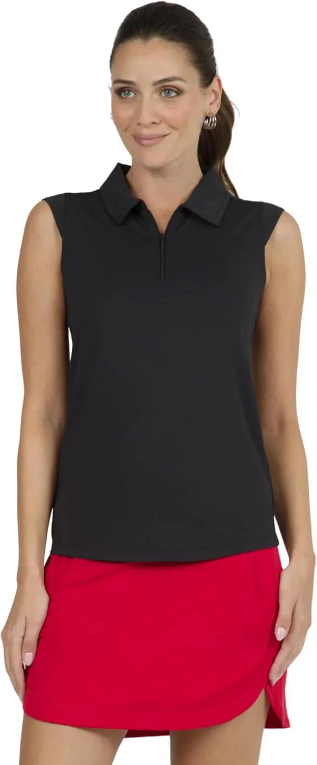 IBKUL Women's Sun Protective UPF 50  Cooling Solid Sleeveless Polo - 84000