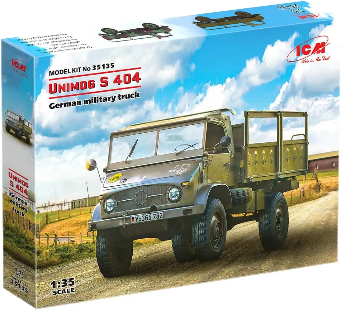 ICM 1:35 German Unimog S404 Military Truck Model Kit - Highly Detailed German Military Truck Plastic Miniature - Military Model (35135)