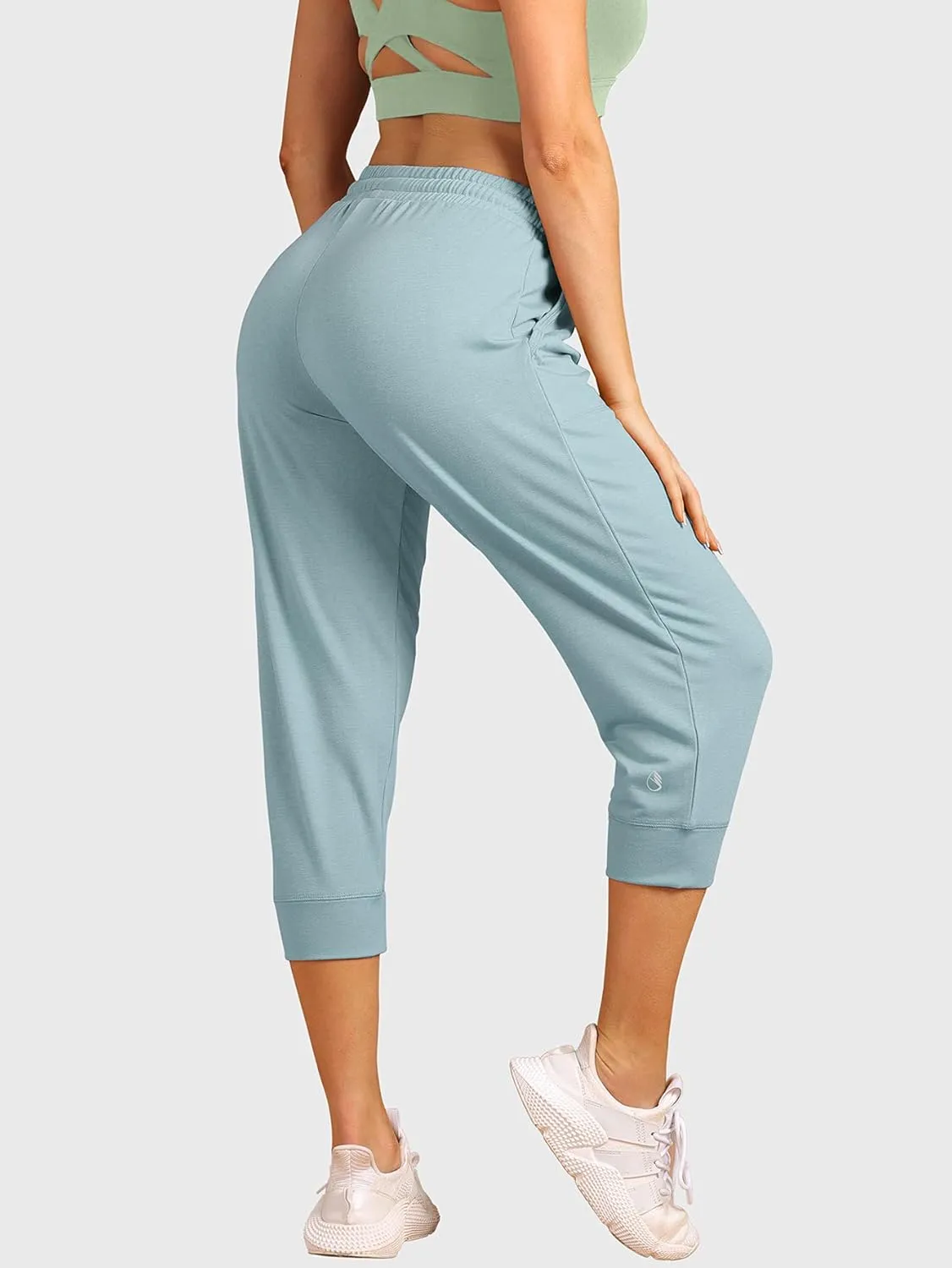 icyzone Women's French Terry Jogger Lounge Sweatpants - Active Capri Pants for Women