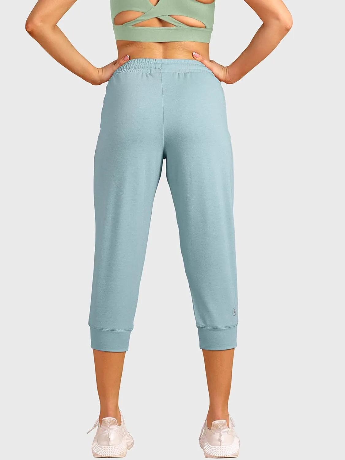 icyzone Women's French Terry Jogger Lounge Sweatpants - Active Capri Pants for Women