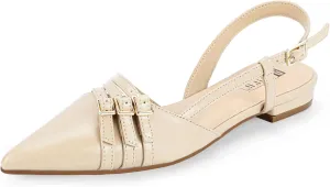 IDIFU Slingback Flats for Women Pointed Toe Ballet Flats Shoes Women Dressy Comfortable Casual Flat Dress Shoes for Women Office Work Wedding Bridal Cute Fashion Slip on Buckle Flats