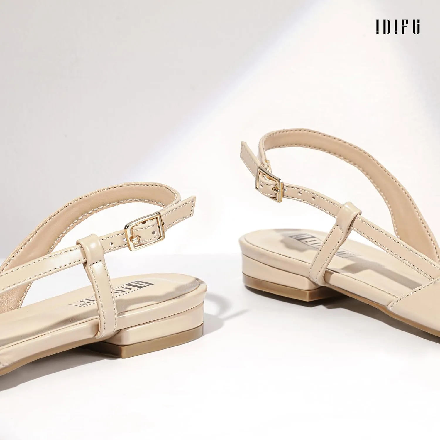 IDIFU Slingback Flats for Women Pointed Toe Ballet Flats Shoes Women Dressy Comfortable Casual Flat Dress Shoes for Women Office Work Wedding Bridal Cute Fashion Slip on Buckle Flats