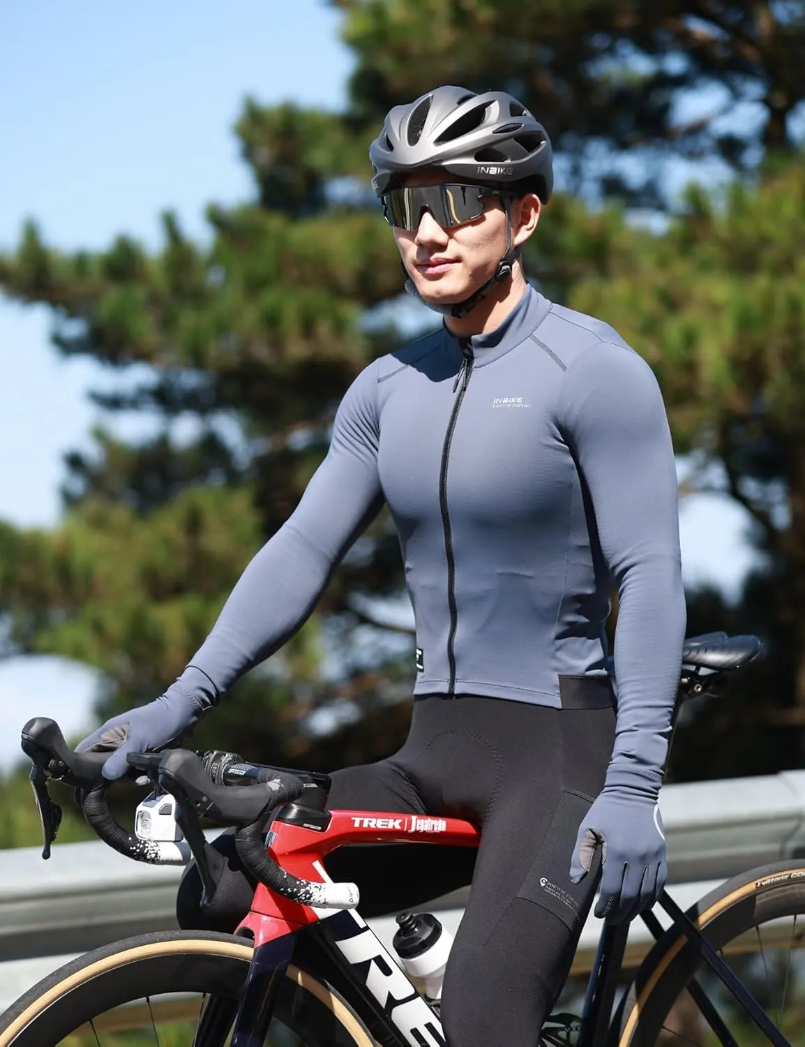 INBIKE Fleece Lined Cycling Jersey for Men Women, Winter Thermal Long Sleeve Bike Jacket with 3 Pockets, Quick Dry