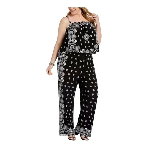 I.N.C International Concepts Paisley Printed Jumpsuit Women’s Plus Size 3X $139