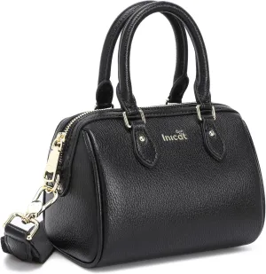 INICAT Mini Purse Small Satchel Top-Handle Handbag Boston Barrel Travel Bags for Women with Detachable Crossbody Strap