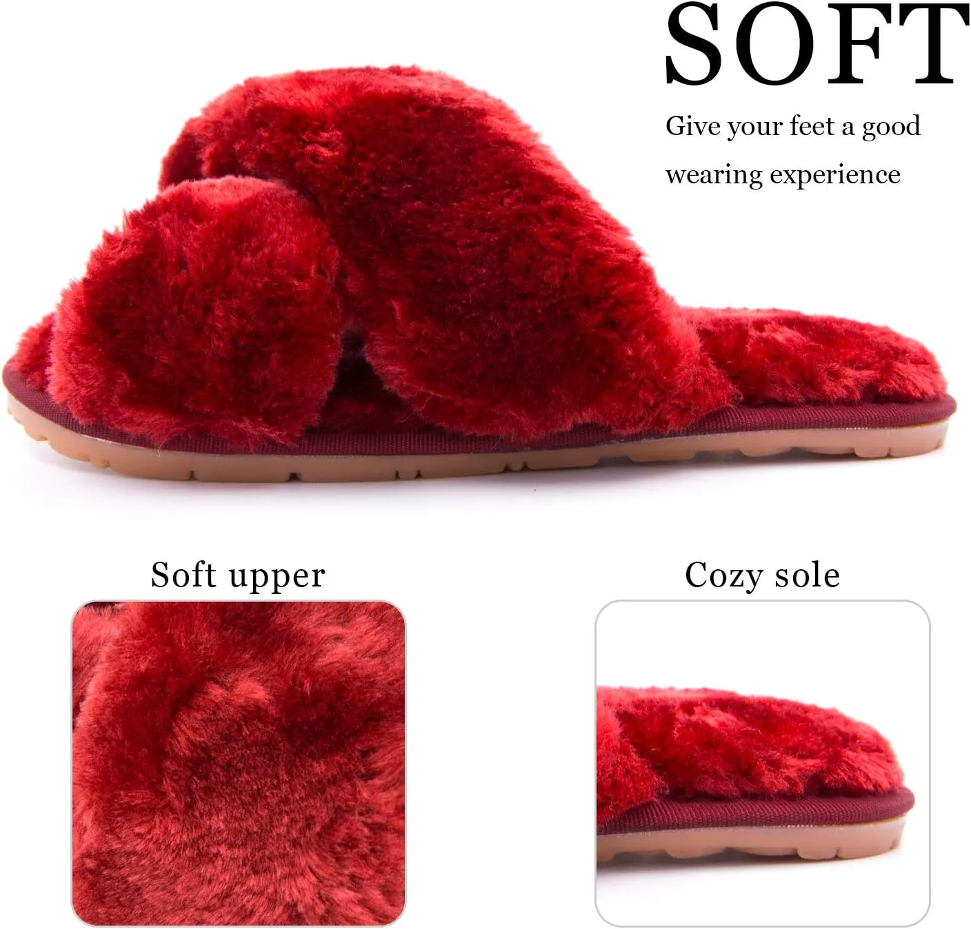 ISZPLUSH Women's Leopard Fuzzy Slippers - Soft Plush Fluffy Slip-On Slides for Home & Bedroom