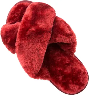 ISZPLUSH Women's Leopard Fuzzy Slippers - Soft Plush Fluffy Slip-On Slides for Home & Bedroom