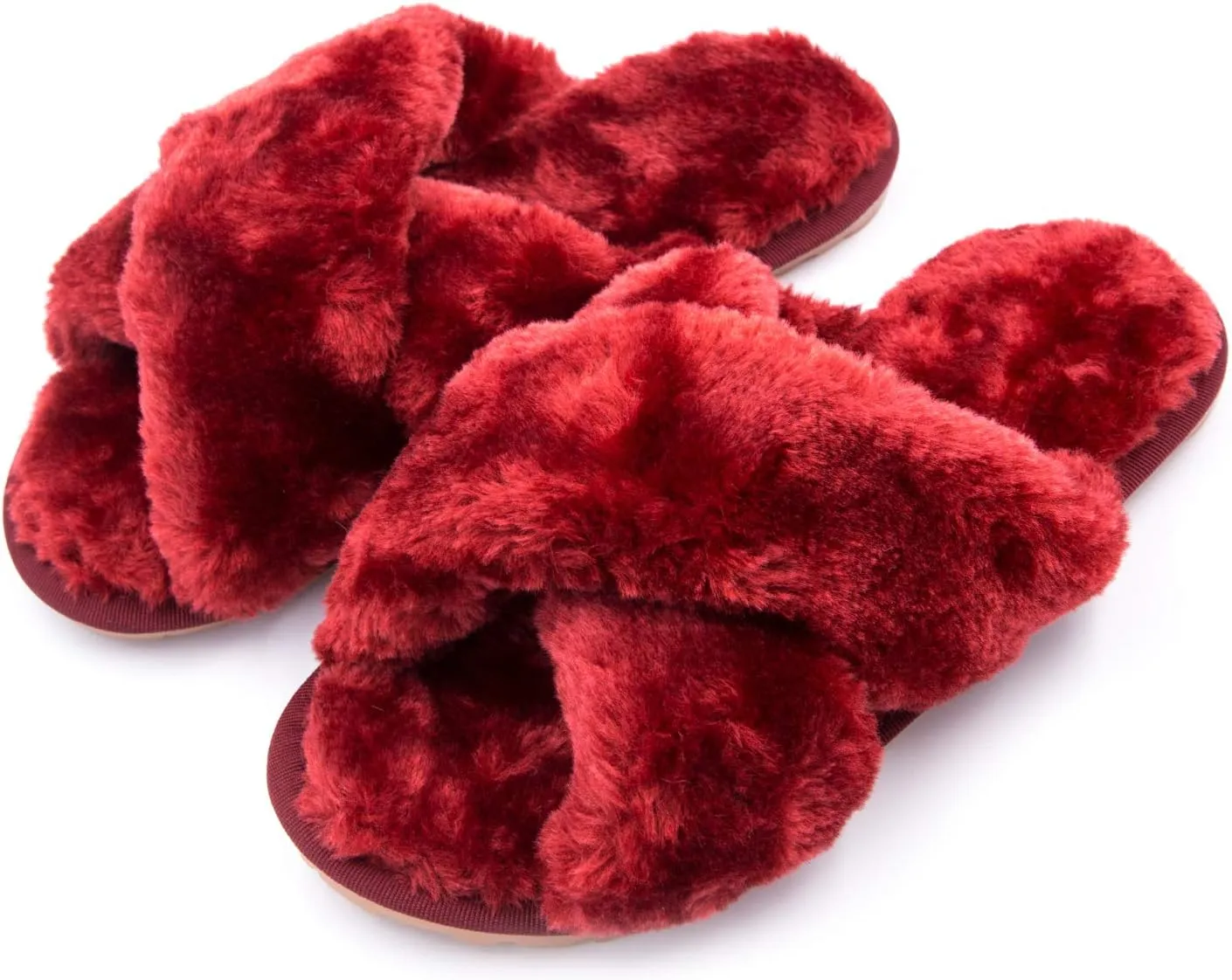 ISZPLUSH Women's Leopard Fuzzy Slippers - Soft Plush Fluffy Slip-On Slides for Home & Bedroom