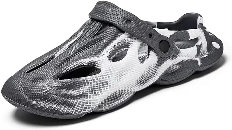 Jakcuz Mens' Sandals Slip-on Athletic Outdoor Hiking Closed Toe Slides Quick Dry Lightweight Beach Shoes with Back Strap