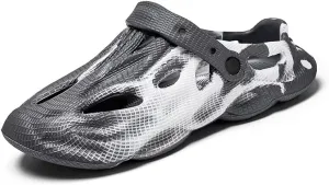 Jakcuz Mens' Sandals Slip-on Athletic Outdoor Hiking Closed Toe Slides Quick Dry Lightweight Beach Shoes with Back Strap