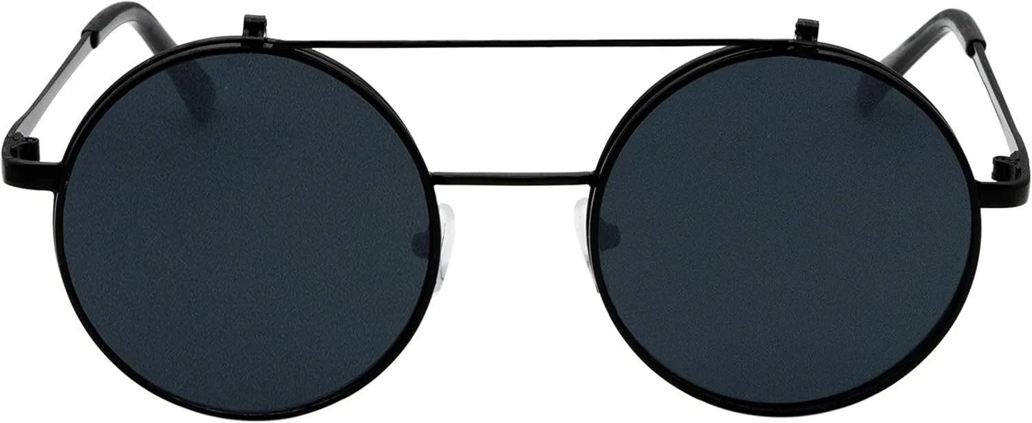J&L Glasses Retro Flip-Up Round Goggles Steampunk Sunglasses