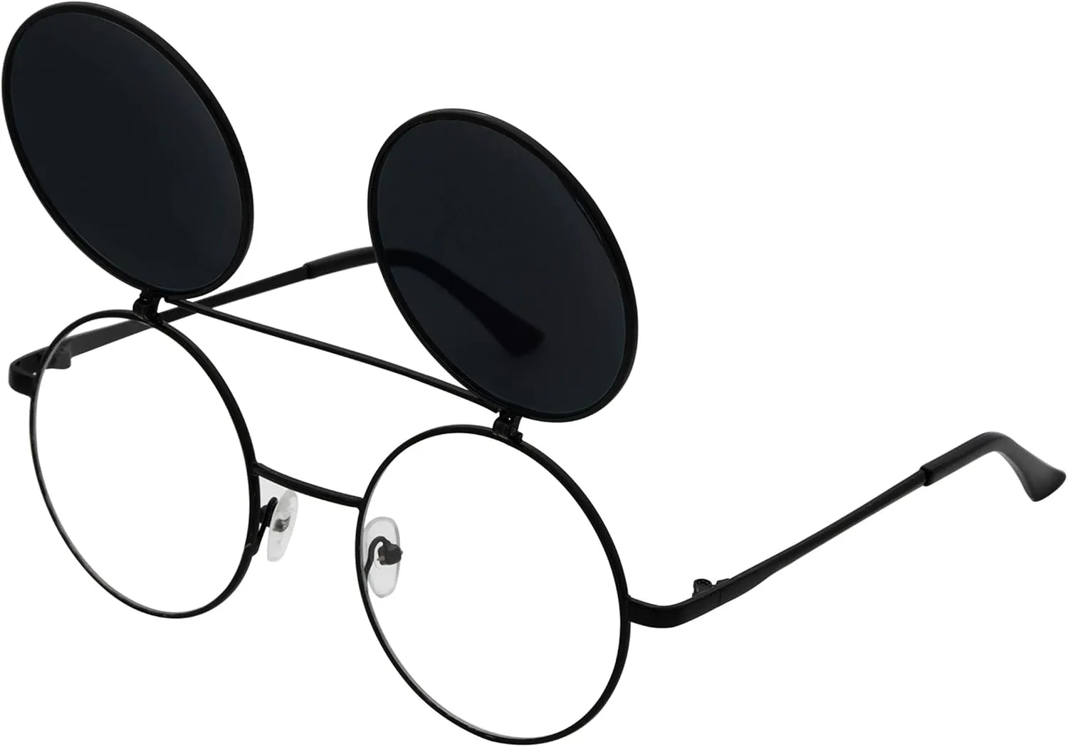J&L Glasses Retro Flip-Up Round Goggles Steampunk Sunglasses