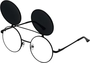 J&L Glasses Retro Flip-Up Round Goggles Steampunk Sunglasses