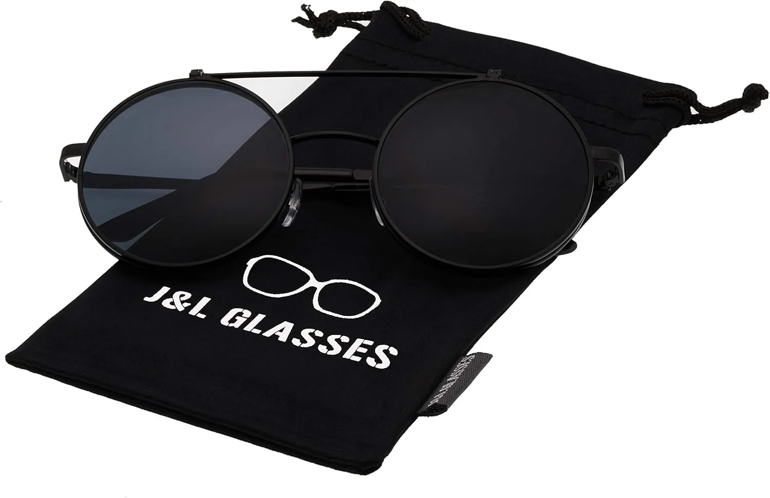 J&L Glasses Retro Flip-Up Round Goggles Steampunk Sunglasses