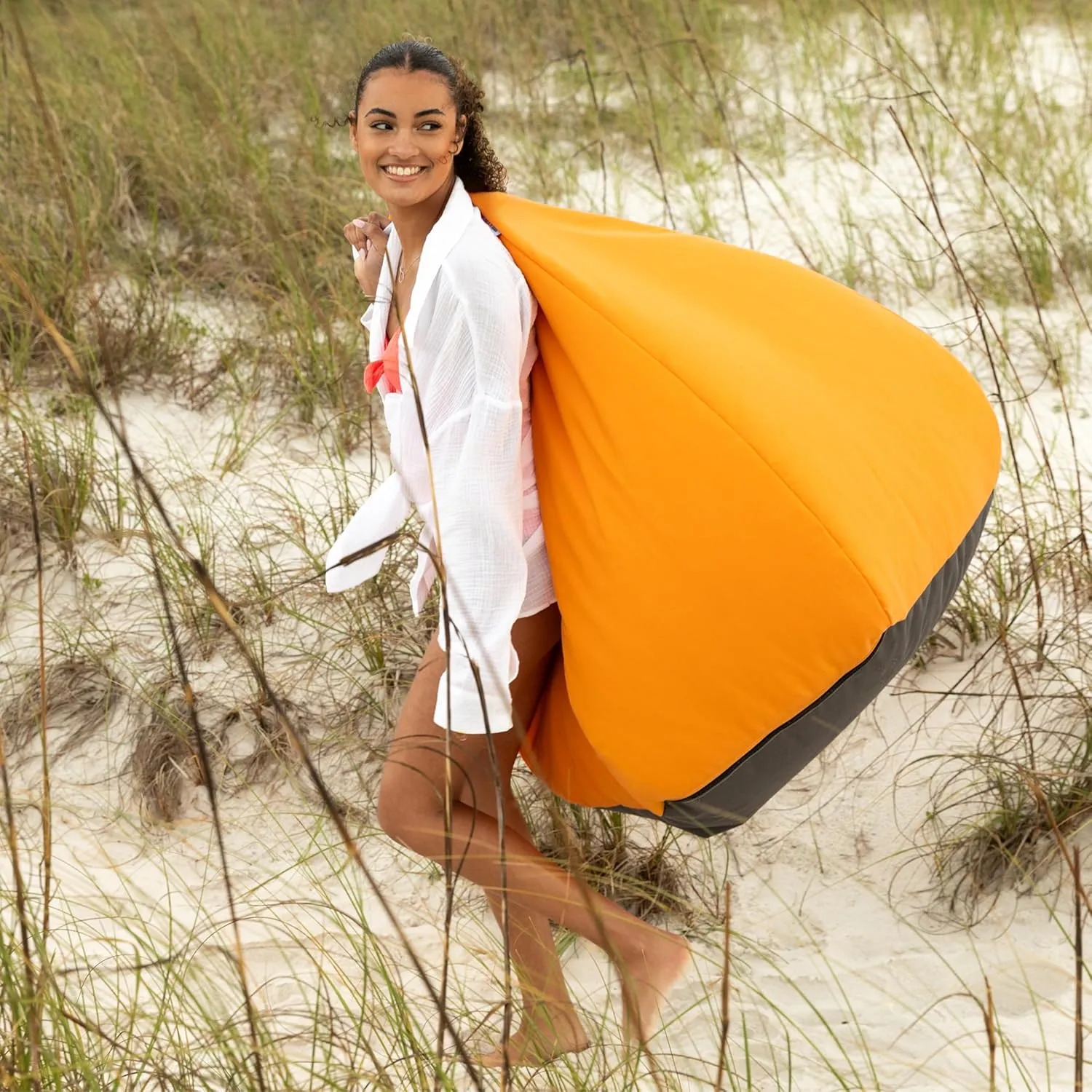 Jaxx Kiss Bean Bag Chair | Casual Poolside & Patio Seating | Sunbrella, Tangerine Orange